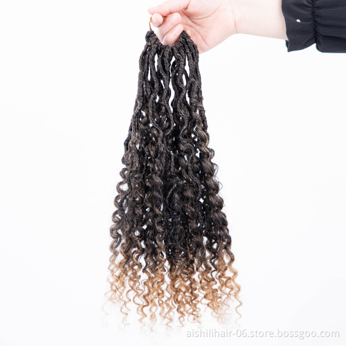 river locs corchet extension hair faux locs synhtetic hair curly ends ombre color twist braids